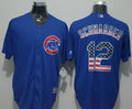 Custom Fan-Made Kyle Schwarber USA Flag Chicago Cubs #12 Blue Baseball Jersey