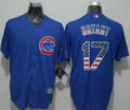 Custom Fan-Made Kris Bryant USA Flag Chicago Cubs #17 Blue Baseball Jersey