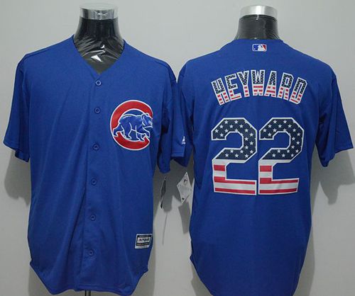 Custom Fan-Made Jason Heyward USA Flag Chicago Cubs #22 Blue Baseball Jersey