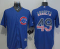 Custom Fan-Made Jake Arrieta USA Flag Chicago Cubs #49 Blue Baseball Jersey
