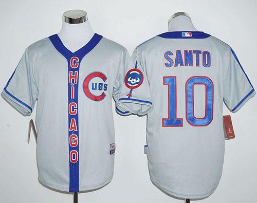 Custom Fan-Made Ron Santo Cooperstown Chicago Cubs #10 Grey Baseball Jersey