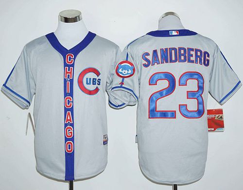 Custom Fan-Made Ryne Sandberg Cooperstown Chicago Cubs #23 Grey Baseball Jersey
