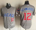 Custom Fan-Made Kyle Schwarber Chicago Cubs #12 Grey Baseball Jersey