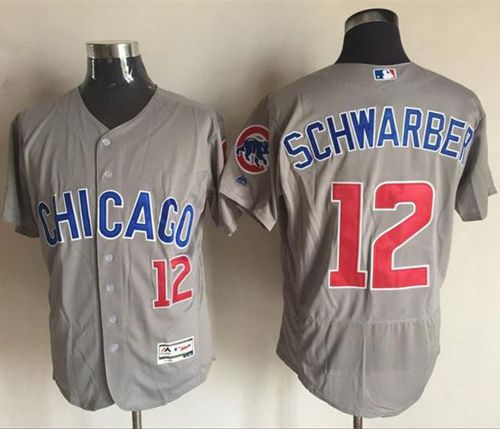 Custom Fan-Made Kyle Schwarber Chicago Cubs #12 Grey Baseball Jersey