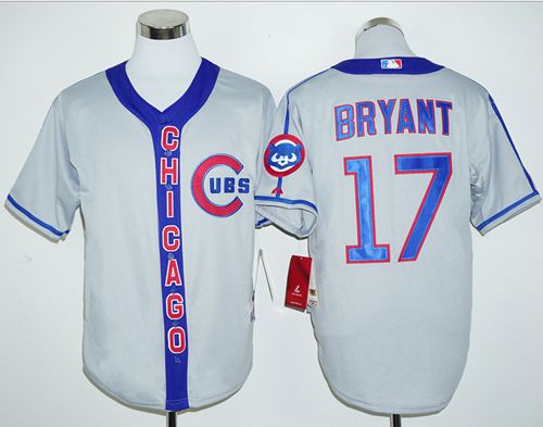Custom Fan-Made Kris Bryant Cooperstown Chicago Cubs #17 Grey Baseball Jersey