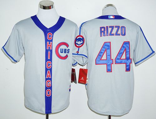 Custom Fan-Made Anthony Rizzo Cooperstown Chicago Cubs #44 Grey Baseball Jersey