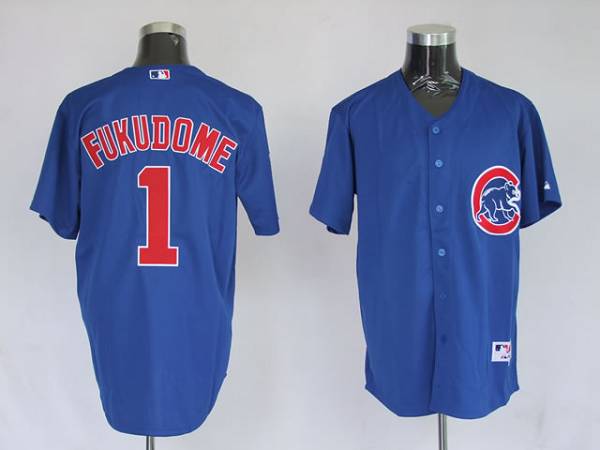 Custom Fan-Made Kosuke Fukudome Chicago Cubs #1 Blue Baseball Jersey