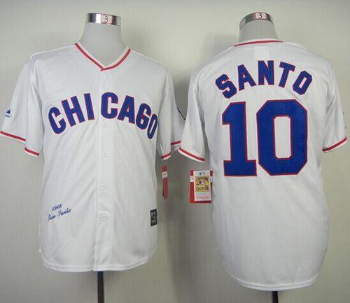 Custom Fan-Made Ron Santo Chicago Cubs #10 White 1968 Throwback Baseball Jersey