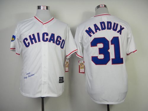 Custom Fan-Made Greg Maddux Chicago Cubs #31 White 1988 Throwback Baseball Jersey
