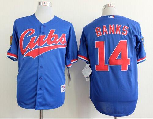 Custom Fan-Made Ernie Banks Chicago Cubs #14 Blue 1994 Throwback Turn Back Clock Edition Baseball Jersey