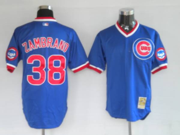 Custom Fan-Made Carlos Zambrano Chicago Cubs #38 Blue Throwback Baseball Jersey