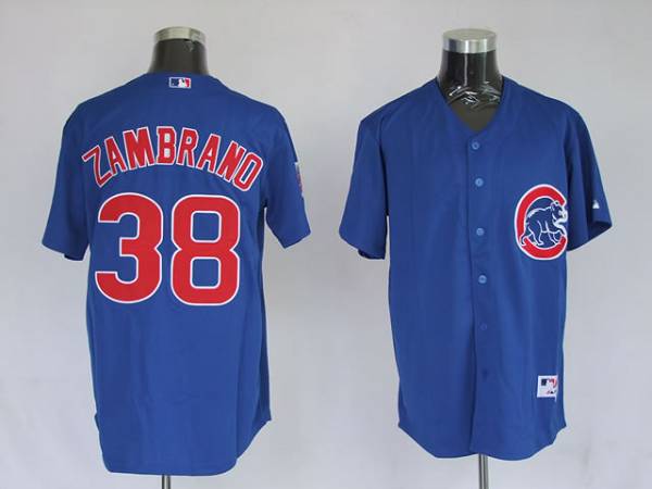 Custom Fan-Made Carlos Zambrano Chicago Cubs #38 Blue Baseball Jersey