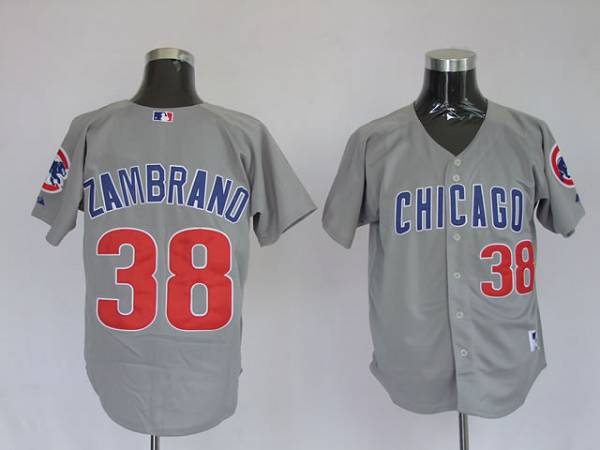 Custom Fan-Made Carlos Zambrano Chicago Cubs #38 Grey Baseball Jersey