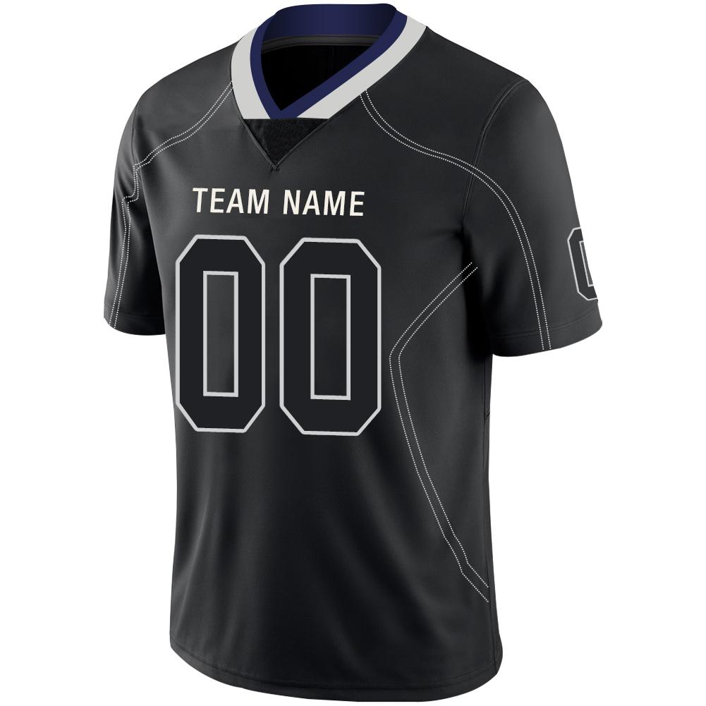 Custom black football jersey detail | GameDay Jerseys