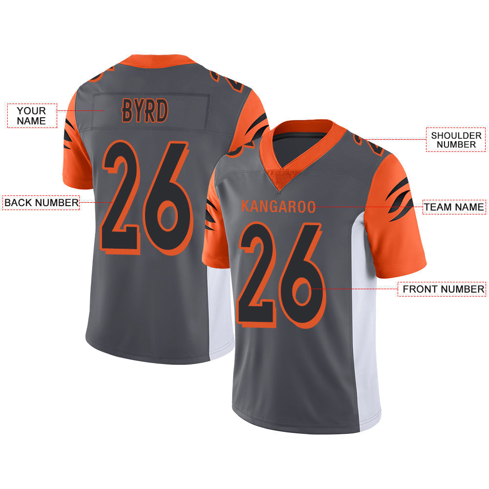 Custom grey football jersey front view | GameDay Jerseys