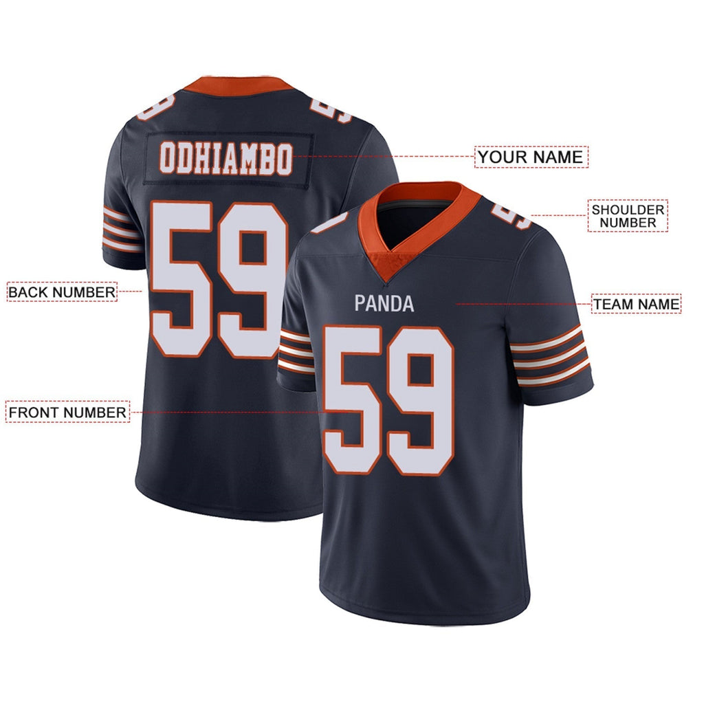 Custom navy football jersey detail | GameDay Jerseys