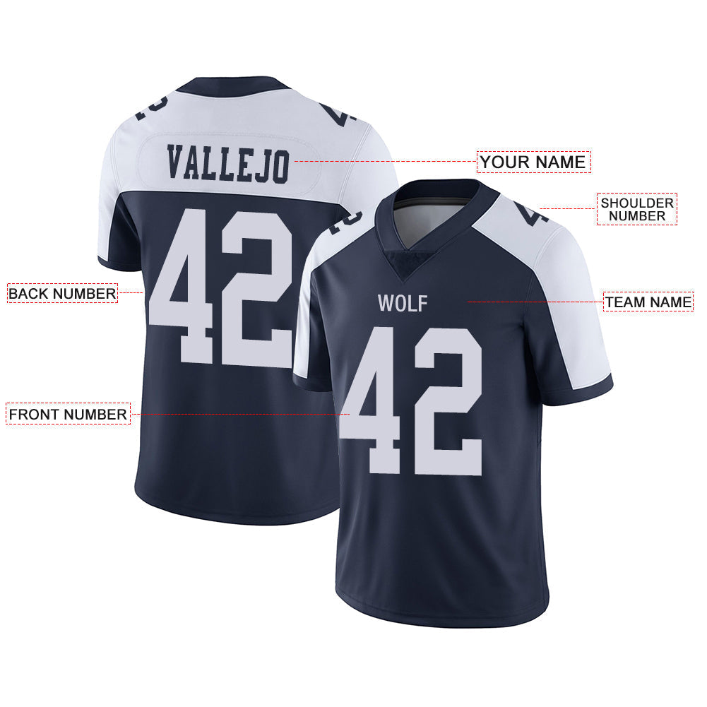 Custom navy football jersey front view | GameDay Jerseys