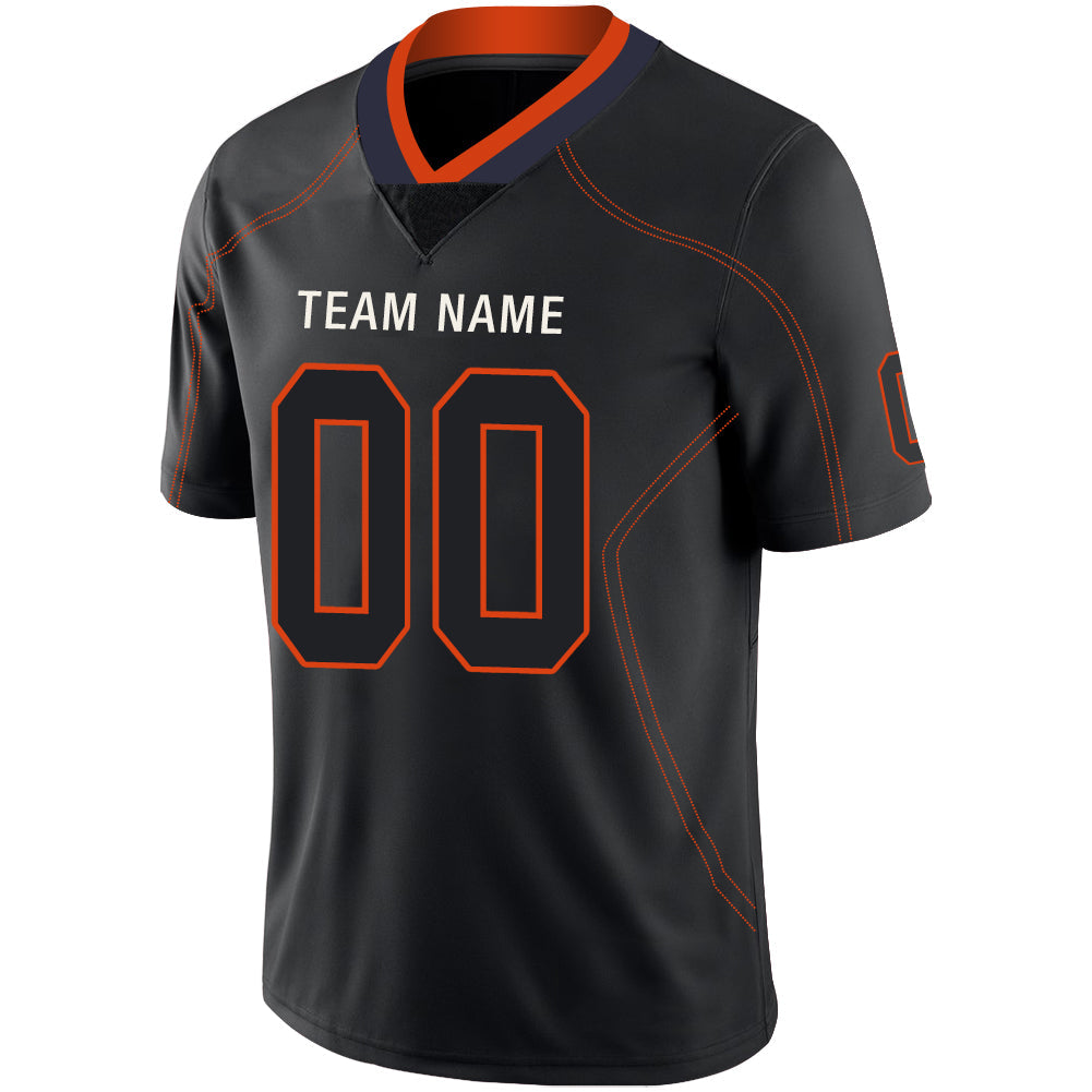 Custom black football jersey detail | GameDay Jerseys