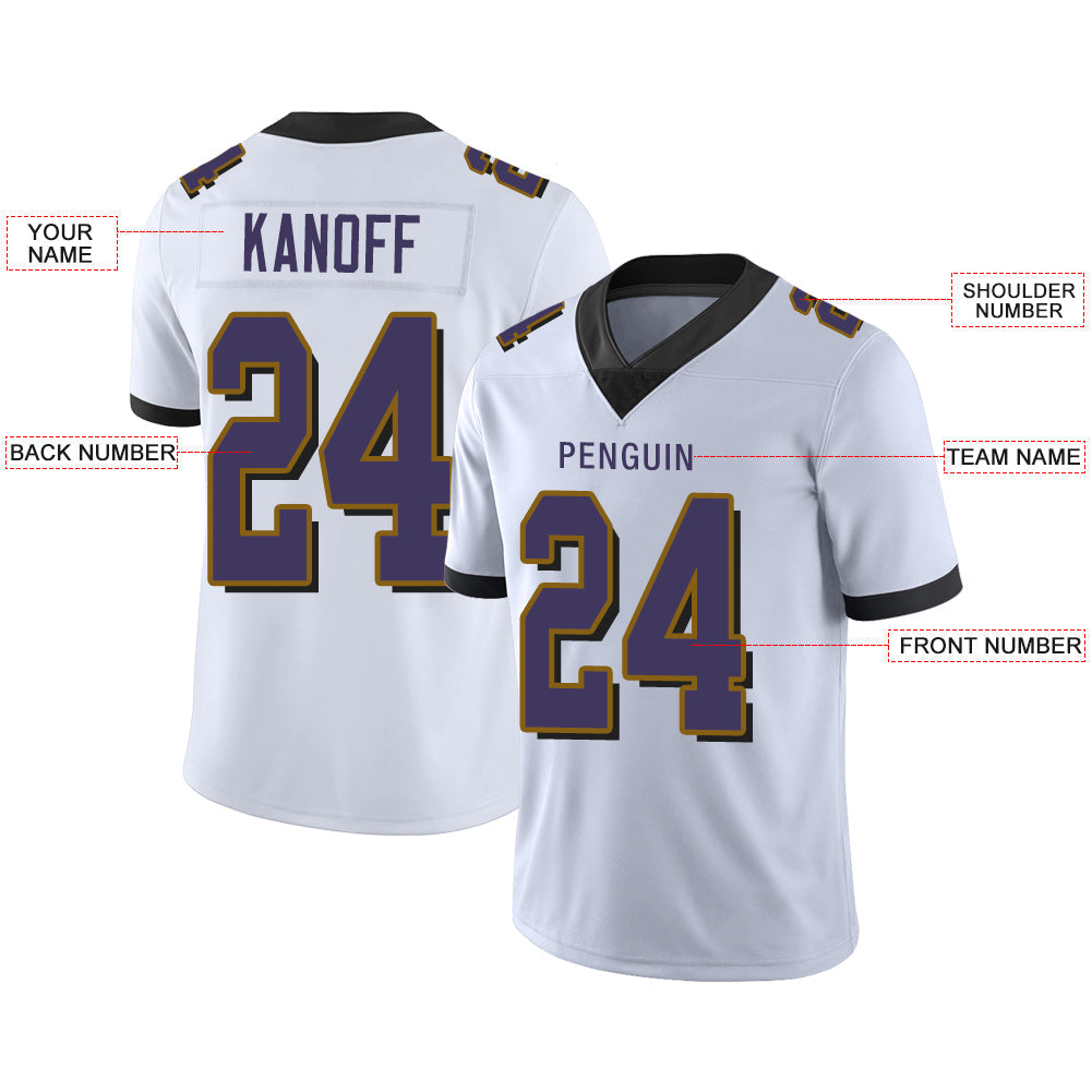Custom white football jersey front view | GameDay Jerseys