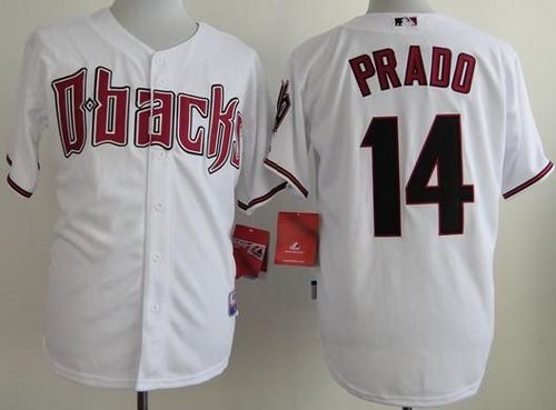 Custom Fan-Made Martin Prado Arizona Diamondbacks #14 White Baseball Jersey