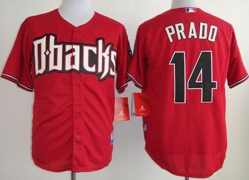 Custom Fan-Made Martin Prado Arizona Diamondbacks #14 Red Baseball Jersey
