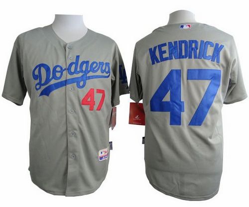 Custom Fan-Made Howie Kendrick Los Angeles Dodgers #47 Grey Baseball Jersey