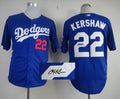 Custom Fan-Made Clayton Kershaw Autographed Los Angeles Dodgers #22 Blue Baseball Jersey