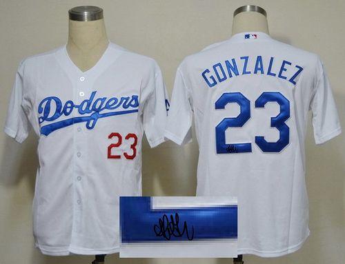 Custom Fan-Made Adrian Gonzalez Autographed Los Angeles Dodgers #23 White Baseball Jersey