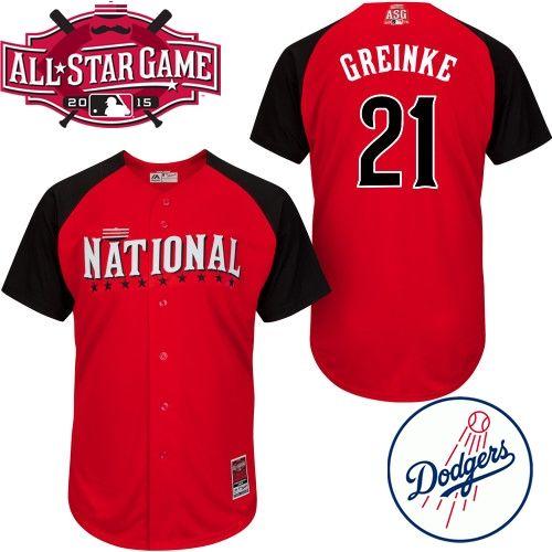 Custom Fan-Made Zack Greinke Los Angeles Dodgers #21 Red 2015 All-Star Edition Baseball Jersey
