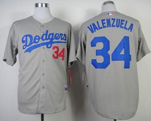 Custom Fan-Made Fernando Valenzuela Los Angeles Dodgers #34 Grey Baseball Jersey