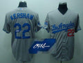 Custom Fan-Made Clayton Kershaw Autographed Los Angeles Dodgers #22 Grey Baseball Jersey