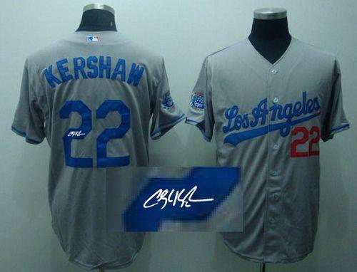 Custom Fan-Made Clayton Kershaw Autographed Los Angeles Dodgers #22 Grey Baseball Jersey