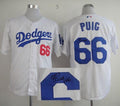 Custom Fan-Made Yasiel Puig Autographed Los Angeles Dodgers #66 White Baseball Jersey