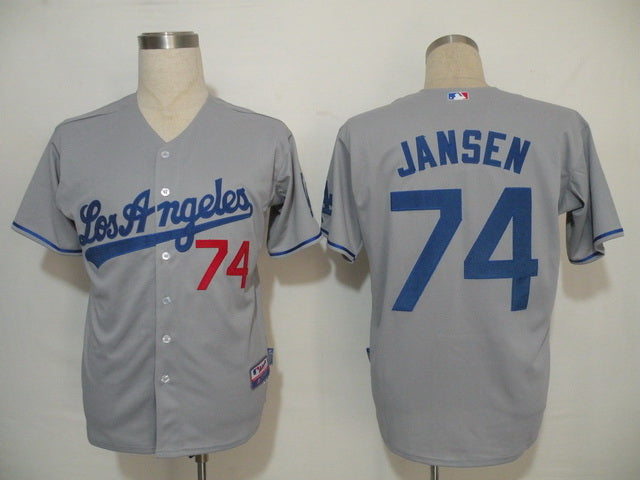 Custom Fan-Made Kenley Jansen Los Angeles Dodgers #74 Grey Baseball Jersey