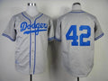 Custom Fan-Made Jackie Robinson Los Angeles Dodgers #42 Grey 1955 Throwback Baseball Jersey