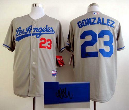 Custom Fan-Made Adrian Gonzalez Autographed Los Angeles Dodgers #23 Grey Baseball Jersey