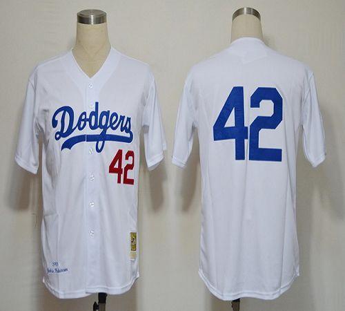 Custom Fan-Made Jackie Robinson Los Angeles Dodgers #42 White 1955 Baseball Jersey