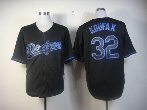 Custom Fan-Made Sandy Koufax Los Angeles Dodgers #32 Black Baseball Jersey