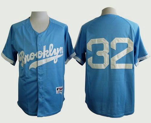 Custom Fan-Made Sandy Koufax Cooperstown Los Angeles Dodgers #32 Blue Baseball Jersey