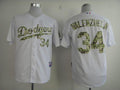 Custom Fan-Made Fernando Valenzuela Los Angeles Dodgers #34 White USMC Baseball Jersey