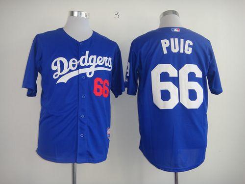 Custom Fan-Made Yasiel Puig Los Angeles Dodgers #66 Blue Baseball Jersey