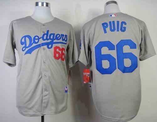 Custom Fan-Made Yasiel Puig Los Angeles Dodgers #66 Grey Baseball Jersey