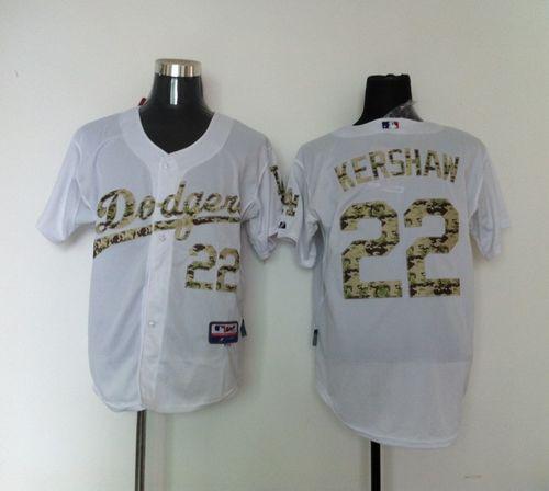 Custom Fan-Made Clayton Kershaw Los Angeles Dodgers #22 White USMC Baseball Jersey