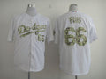 Custom Fan-Made Yasiel Puig Los Angeles Dodgers #66 White USMC Baseball Jersey