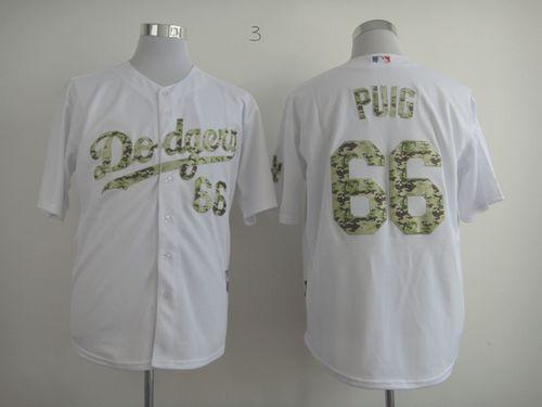 Custom Fan-Made Yasiel Puig Los Angeles Dodgers #66 White USMC Baseball Jersey