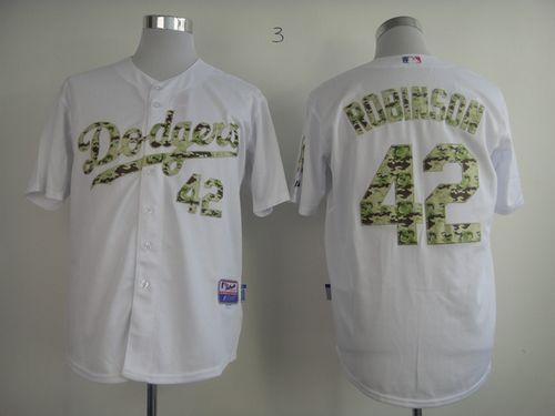 Custom Fan-Made Jackie Robinson Los Angeles Dodgers #42 White USMC Baseball Jersey