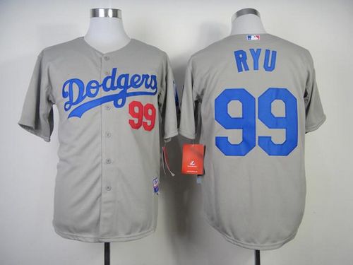 Custom Fan-Made Hyun Jin Ryu Los Angeles Dodgers #99 Grey Baseball Jersey