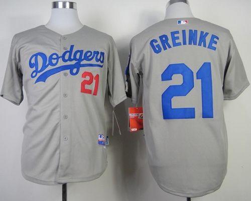 Custom Fan-Made Zack Greinke Los Angeles Dodgers #21 Grey Baseball Jersey