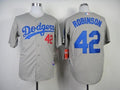 Custom Fan-Made Jackie Robinson Los Angeles Dodgers #42 Grey Baseball Jersey