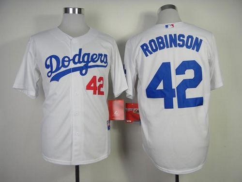 Custom Fan-Made Jackie Robinson Los Angeles Dodgers #42 White Baseball Jersey